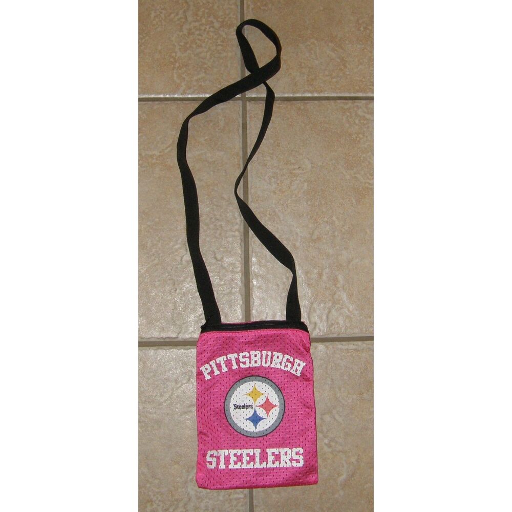 Graphic NFL Football PITTSBURGH STEELERS Logo Pink Small 8X6 Mesh Pouch Purse